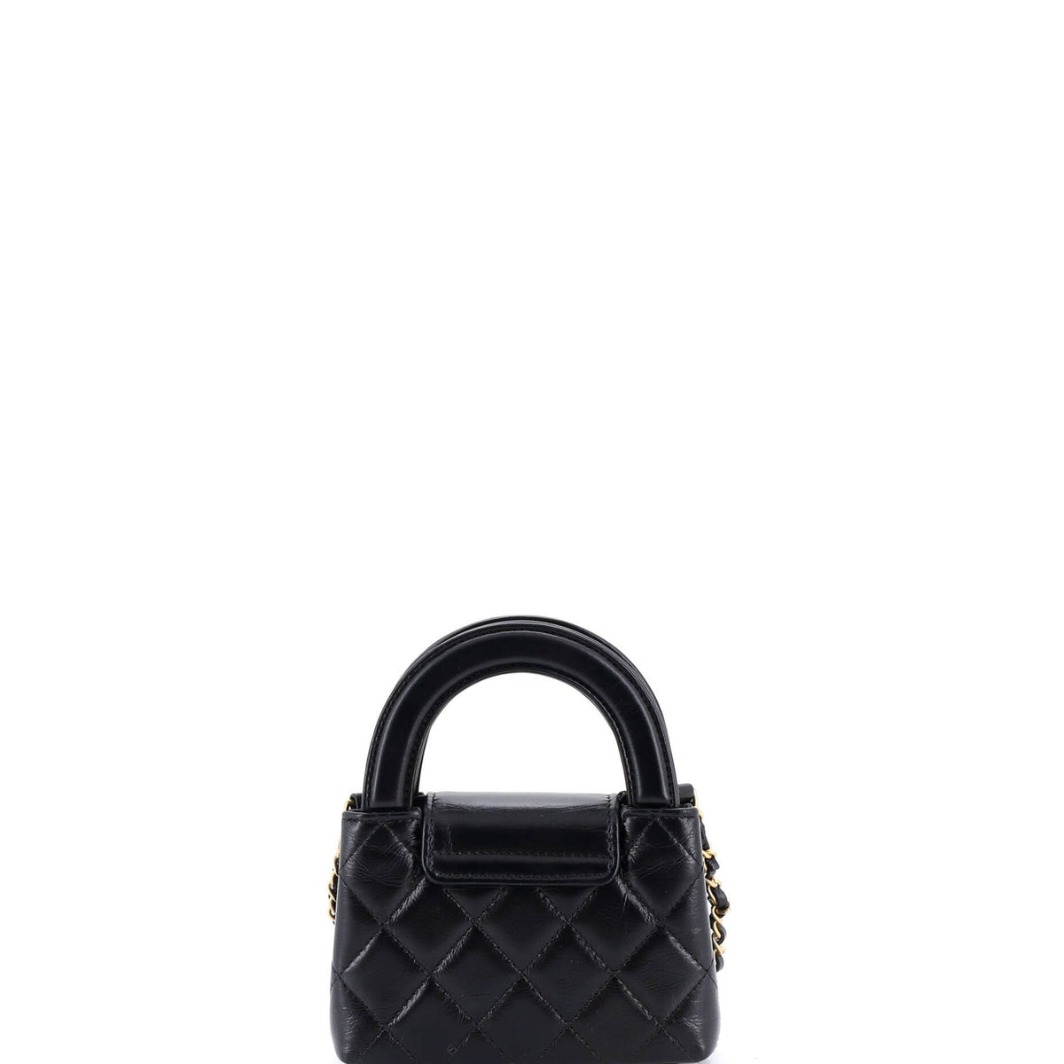 Kelly Top Handle Shopping Bag Quilted Shiny Aged Calfskin Nano