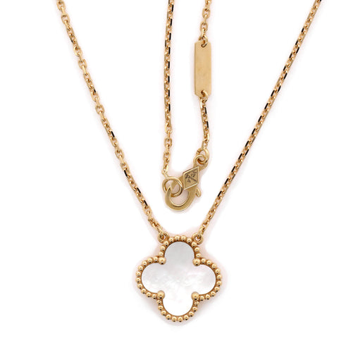 Vintage Alhambra Pendant Necklace 18K Yellow Gold and Mother of Pearl