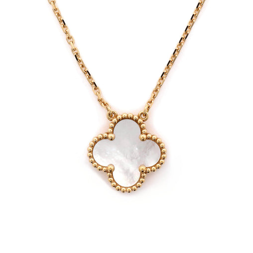 Vintage Alhambra Pendant Necklace 18K Yellow Gold and Mother of Pearl