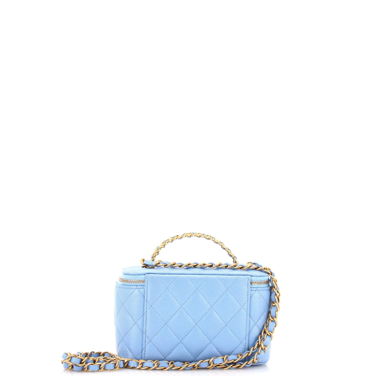 Pick Me Up Logo Handle Vanity Case with Chain Quilted Caviar Small
