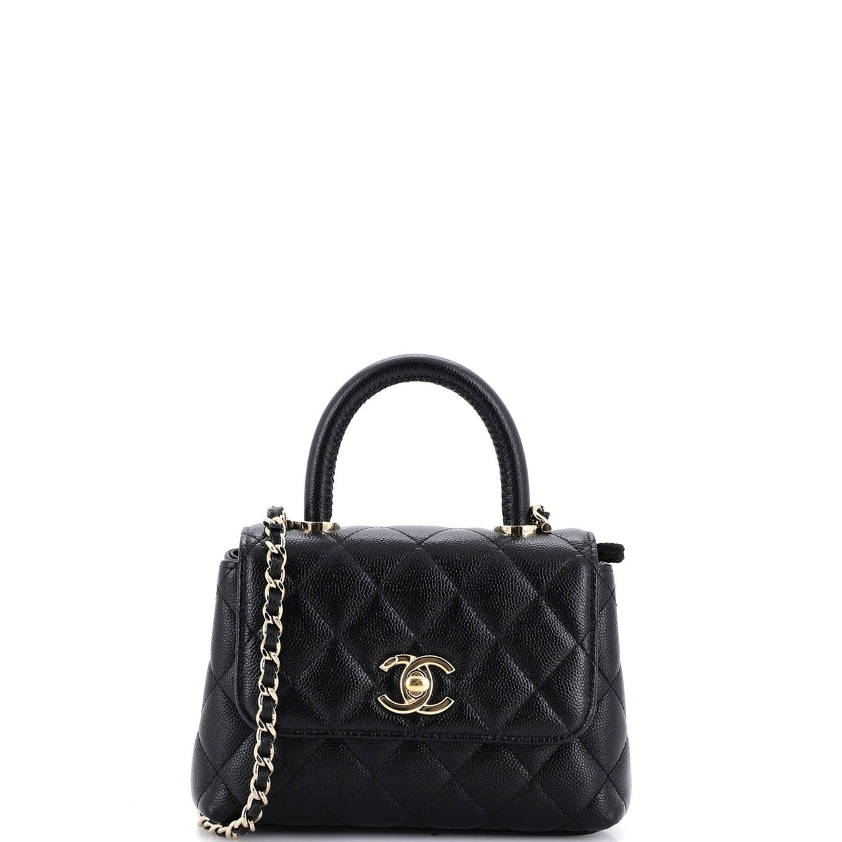 Coco Top Handle Bag Quilted Caviar Extra Mini