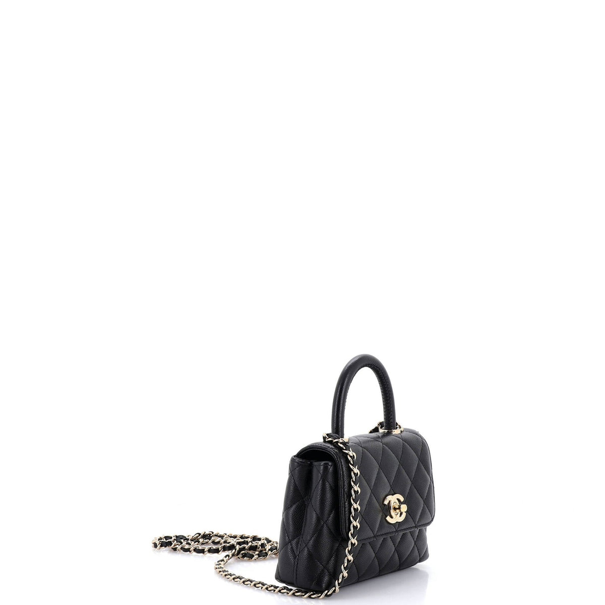 Coco Top Handle Bag Quilted Caviar Extra Mini