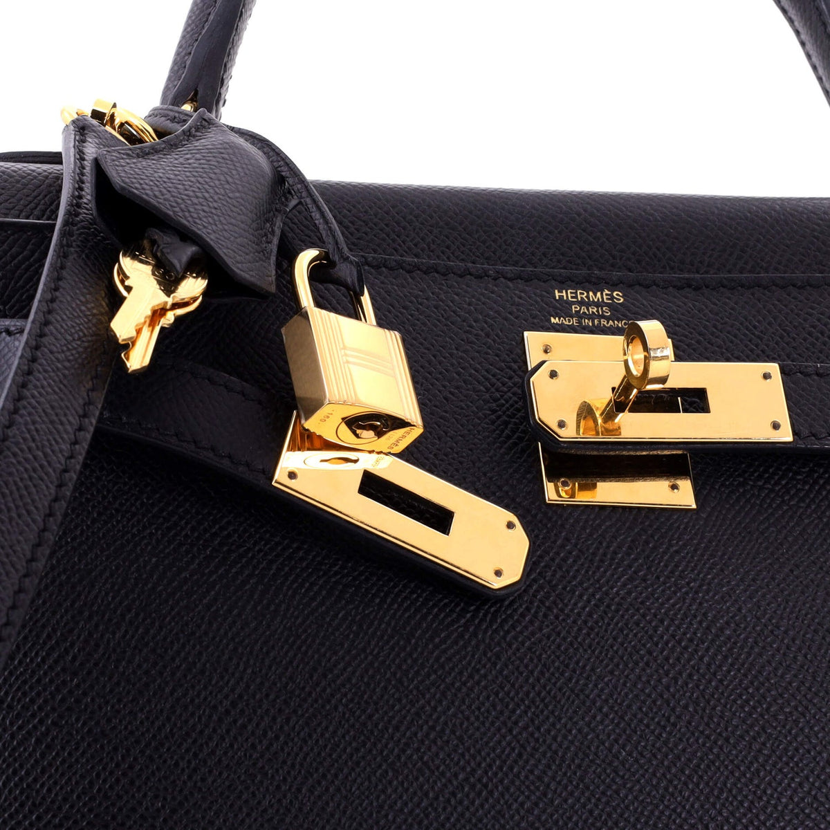 Kelly Handbag Noir Epsom with Gold Hardware 28