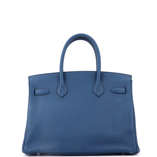 Birkin Handbag Deep Blue Novillo with Palladium Hardware 30
