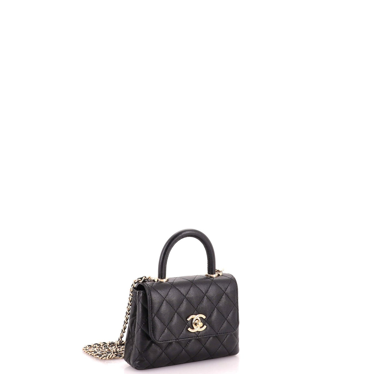 Coco Top Handle Bag Quilted Caviar Extra Mini