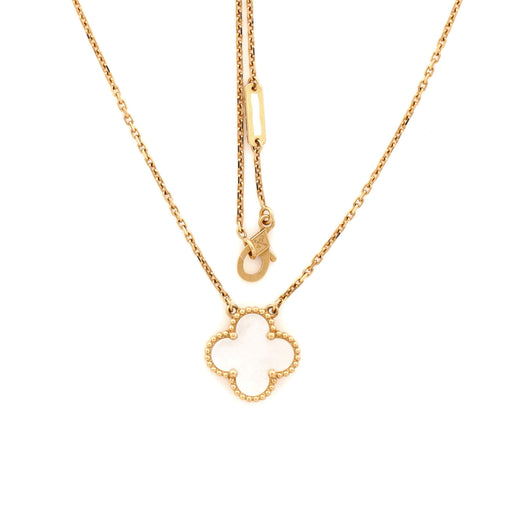 Vintage Alhambra Pendant Necklace 18K Yellow Gold and Mother of Pearl