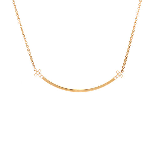 T Smile Pendant Necklace 18K Yellow Gold with Diamonds Small