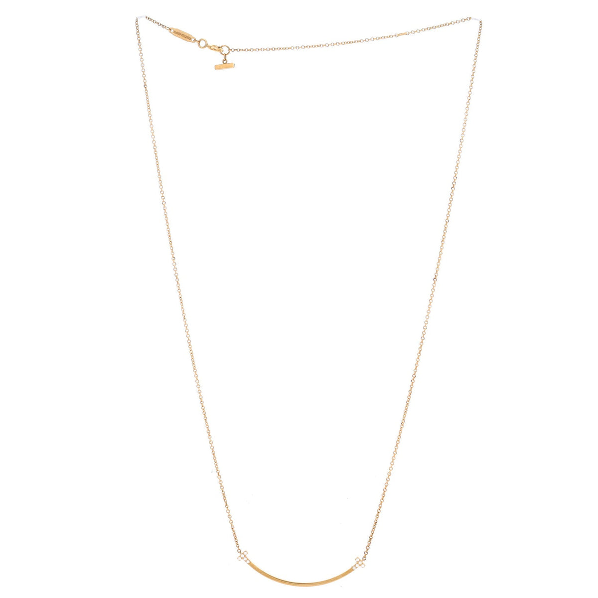 T Smile Pendant Necklace 18K Yellow Gold with Diamonds Small