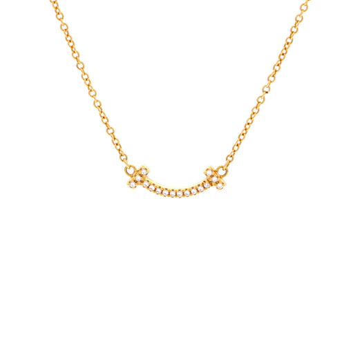 T Smile Pendant Necklace 18K Yellow Gold with Diamonds Mini