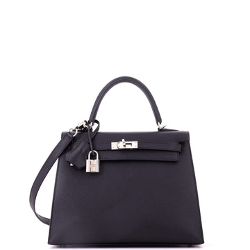 Kelly Mini II Bag Noir Epsom with Palladium Hardware 20