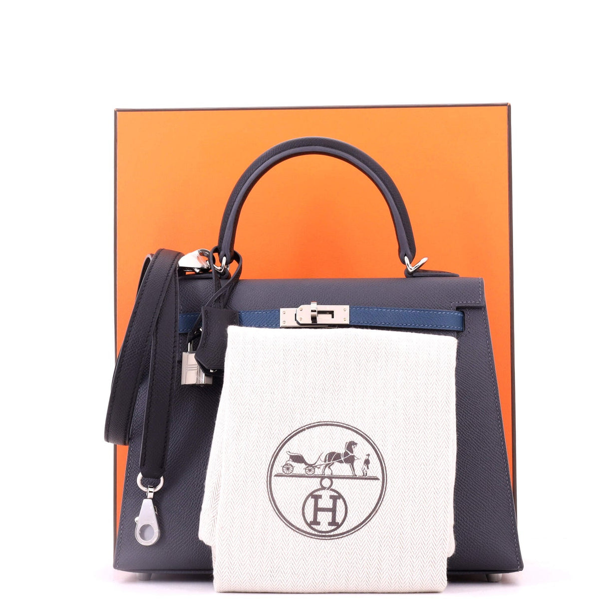 Kelly Handbag Bicolor Epsom with Palladium Hardware 25