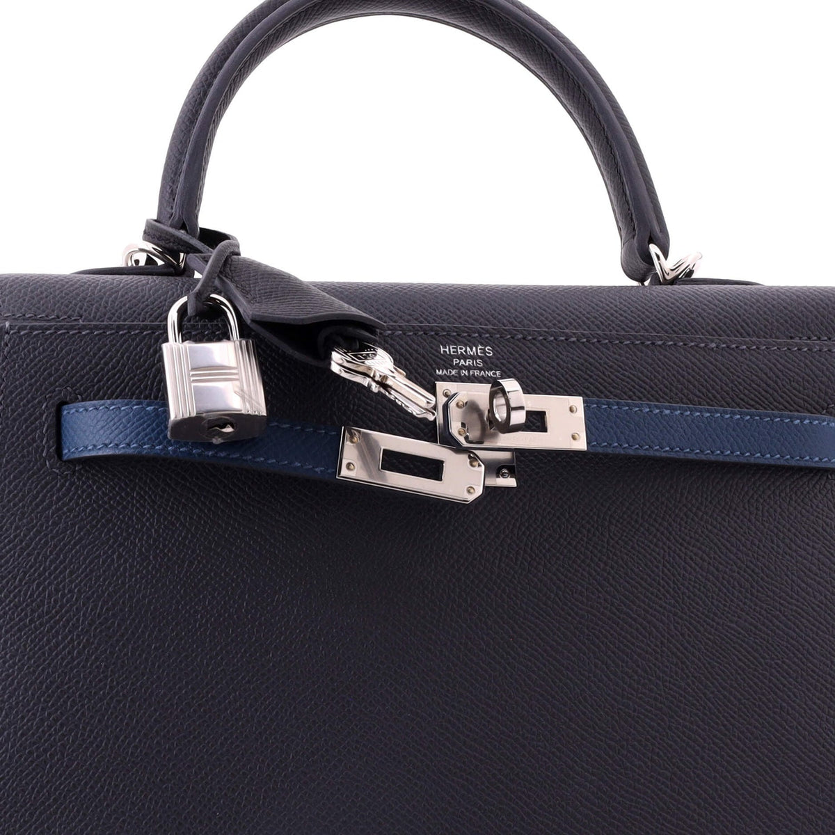 Kelly Handbag Bicolor Epsom with Palladium Hardware 25