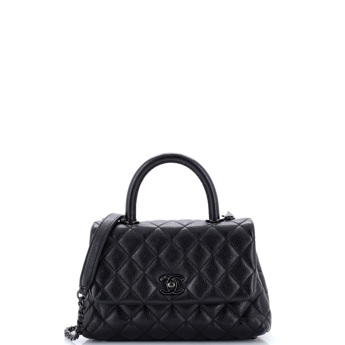 So Black Coco Top Handle Bag Quilted Caviar Mini