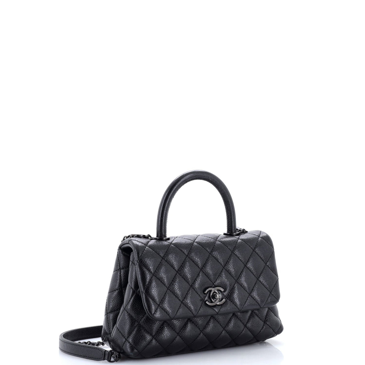 So Black Coco Top Handle Bag Quilted Caviar Mini
