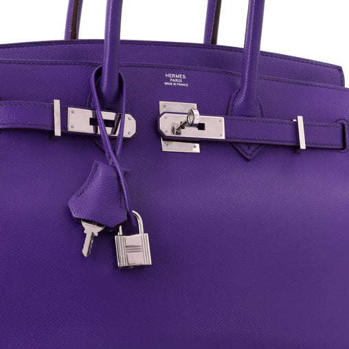Birkin Handbag Crocus Epsom with Palladium Hardware 30