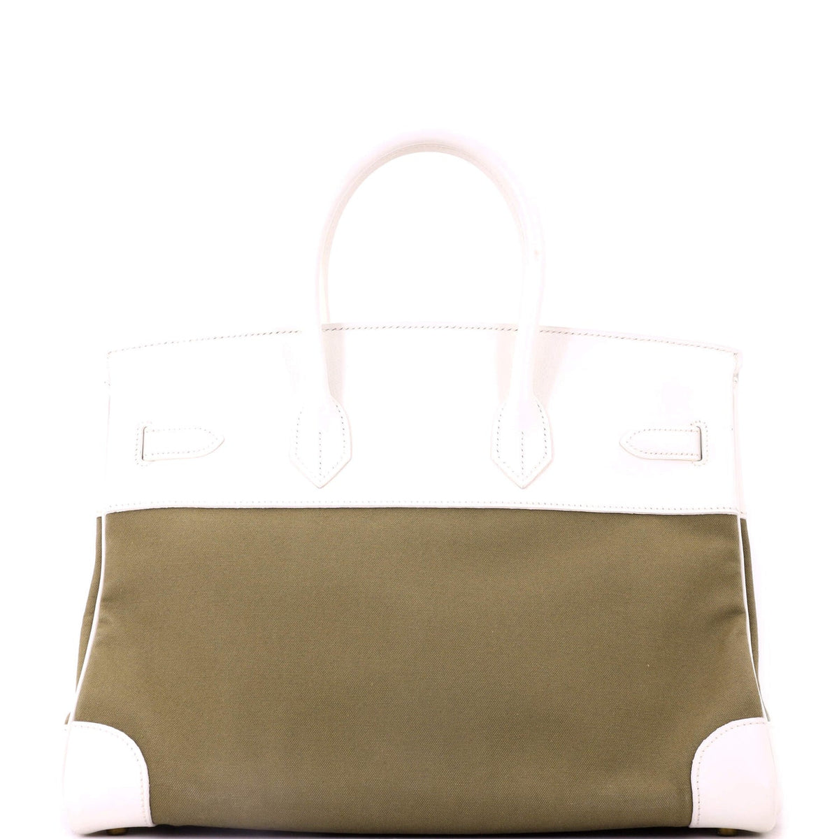 Birkin Handbag Toile and Blanc Courchevel with Gold Hardware 35