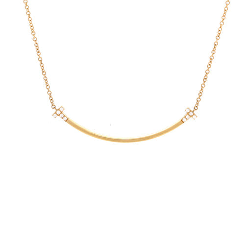 T Smile Pendant Necklace 18K Rose Gold and Diamonds Small
