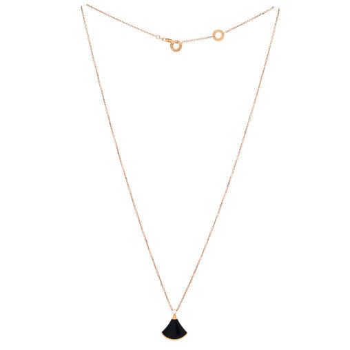 Divas' Dream Pendant Necklace 18K Rose Gold with Onyx and Diamond Small