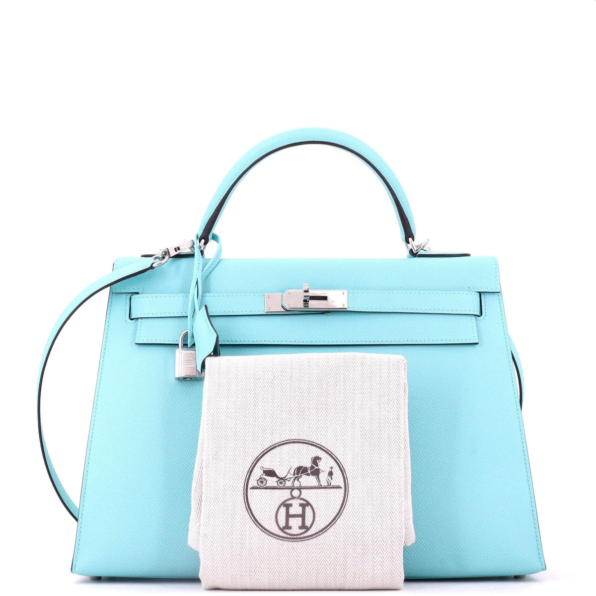 Kelly Handbag Bleu Atoll Epsom with Palladium Hardware 35