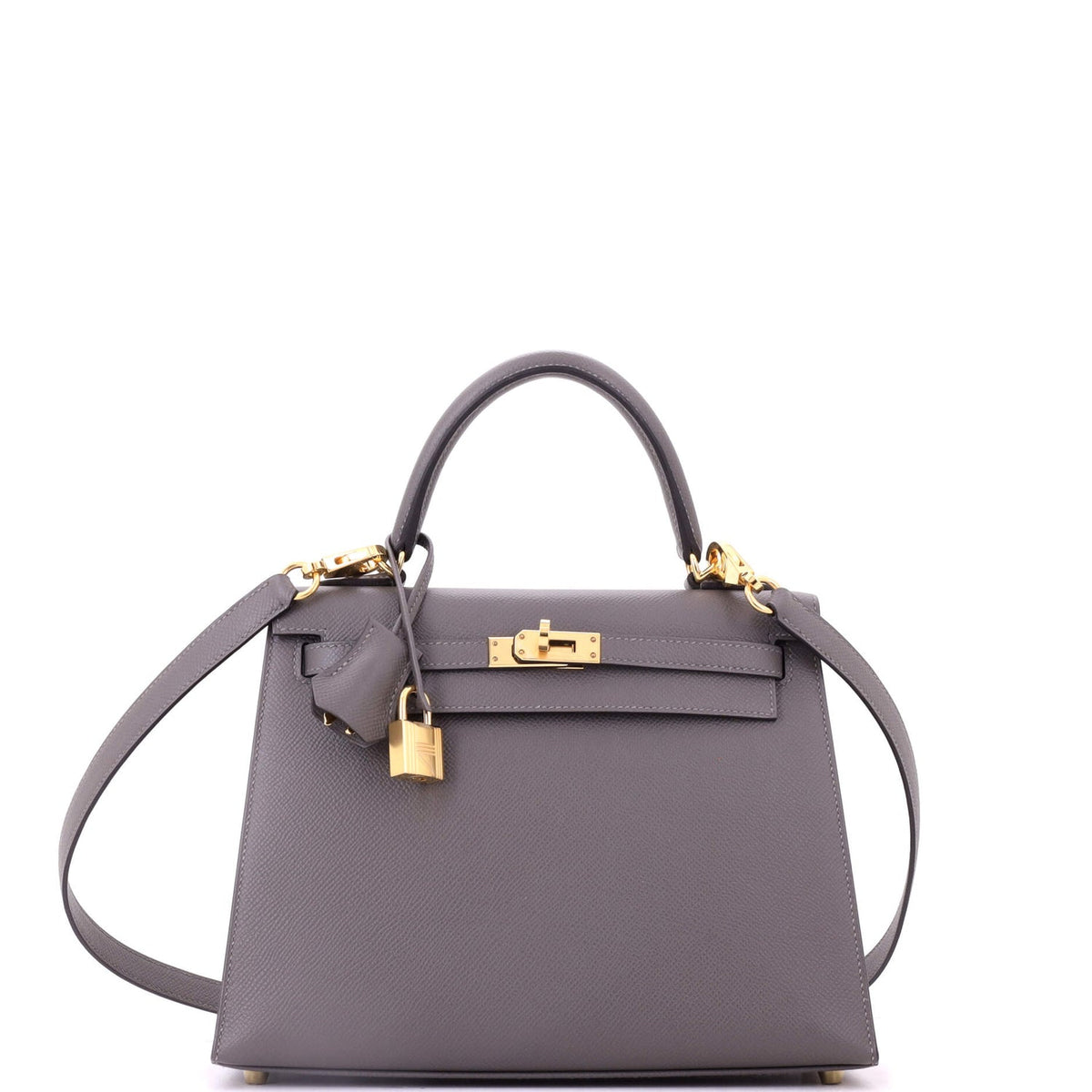 Kelly Handbag Grey Epsom with Gold Hardware 25
