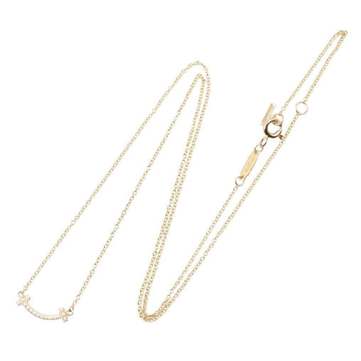 T Smile Mini Pendant Necklace 18K Yellow Gold with Diamonds