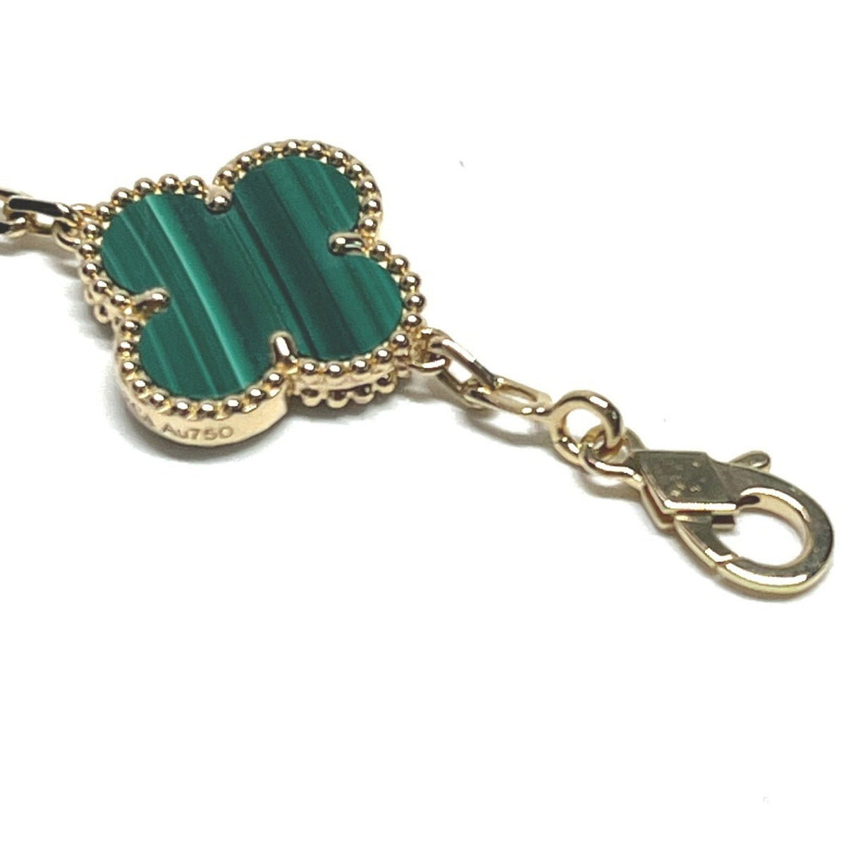 Vintage Alhambra Bracelet 18K Yellow Gold and Malachite