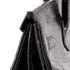 Birkin Handbag Noir Shiny Porosus Crocodile with Gold Hardware 35