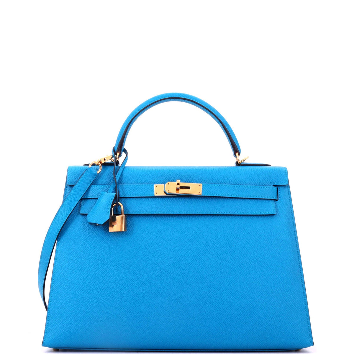 Kelly Handbag Bleu Zellige Epsom with Gold Hardware 32