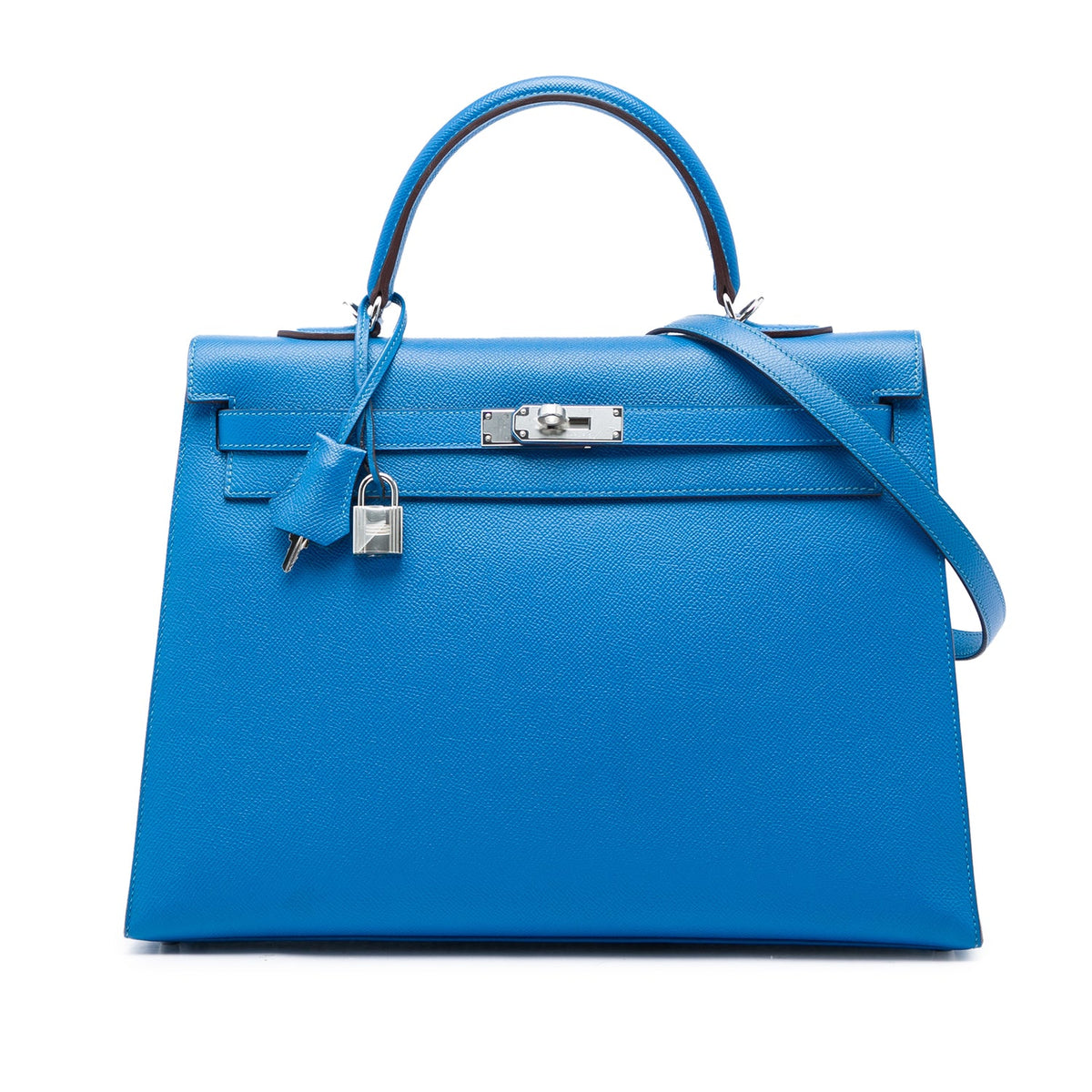 Kelly Handbag Blue Epsom with Palladium Hardware 35