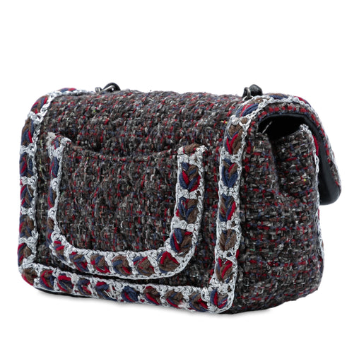 Classic Single Flap Bag Braided Quilted Tweed Mini