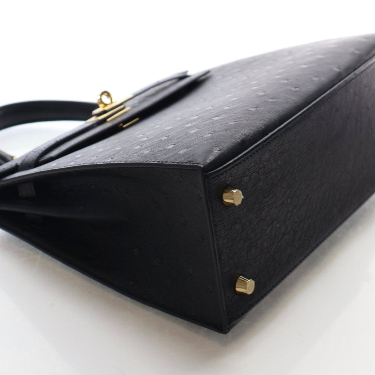 Hermes Noir Ostrich Sellier Kelly 25