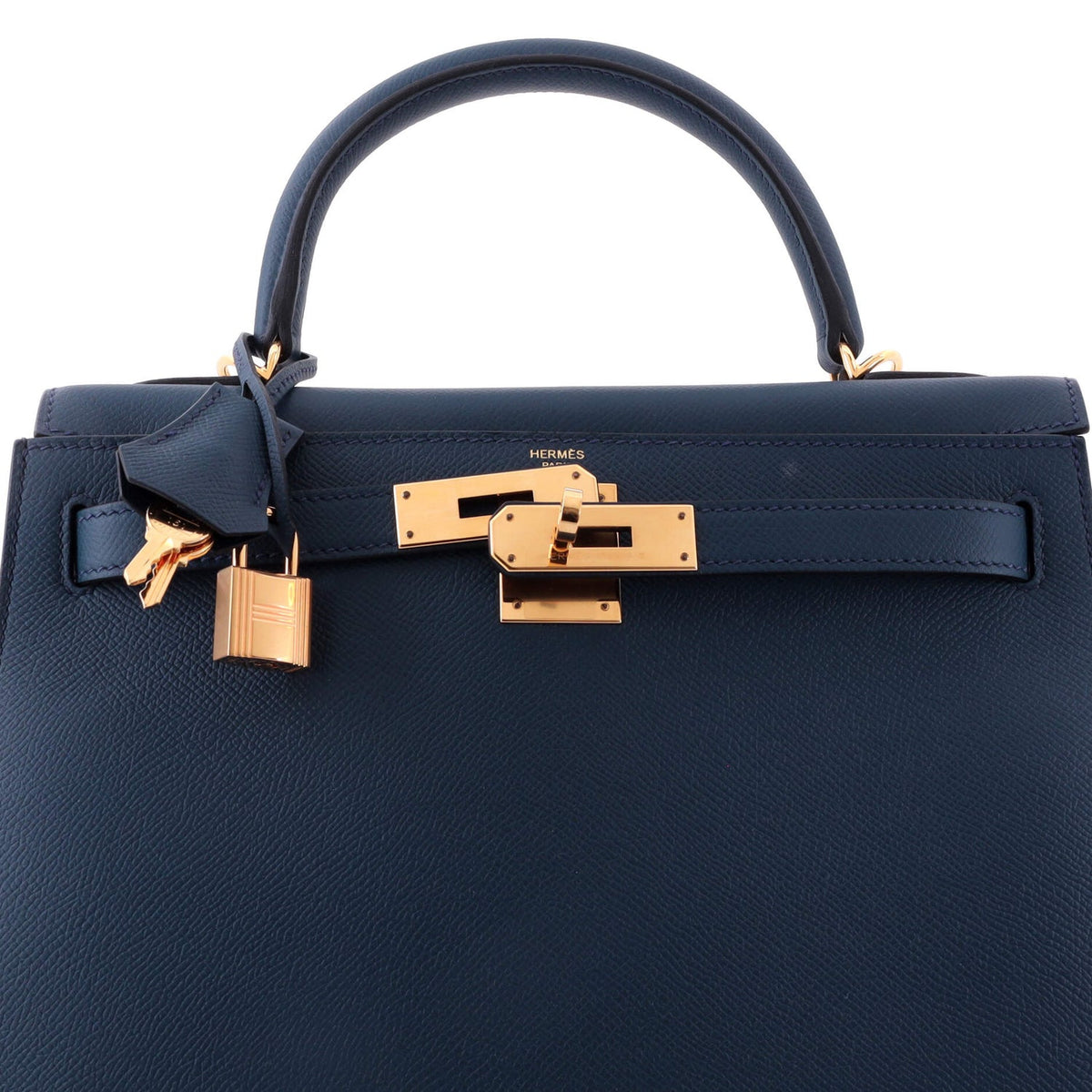 Kelly Handbag Bleu De Prusse Epsom with Gold Hardware 28