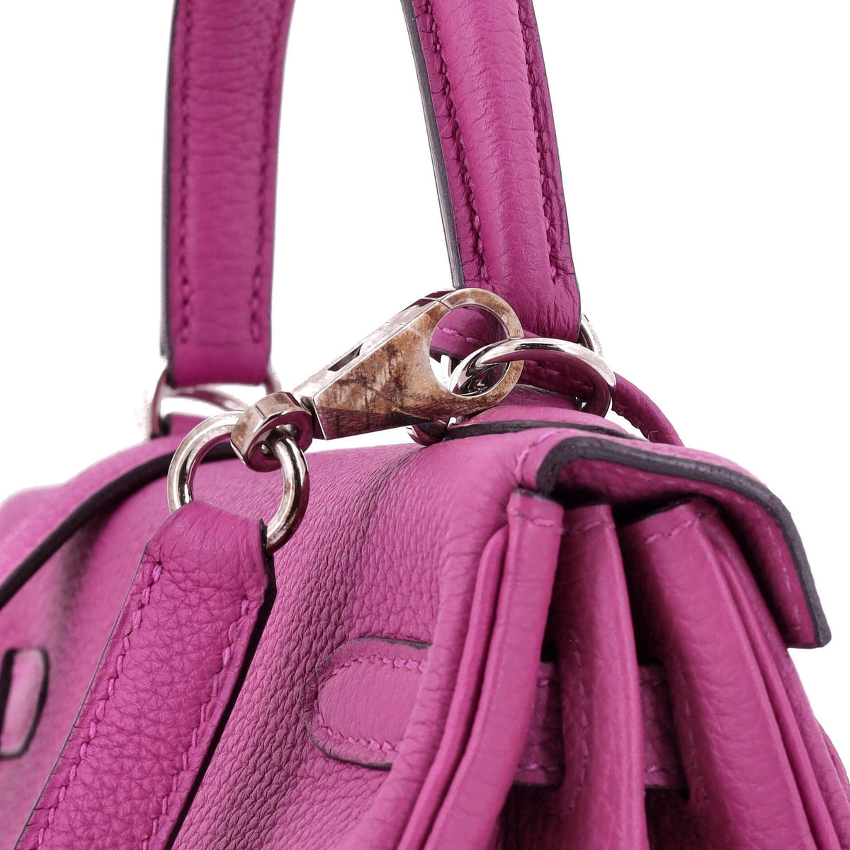 Kelly Handbag Rose Pourpre Togo with Palladium Hardware 25
