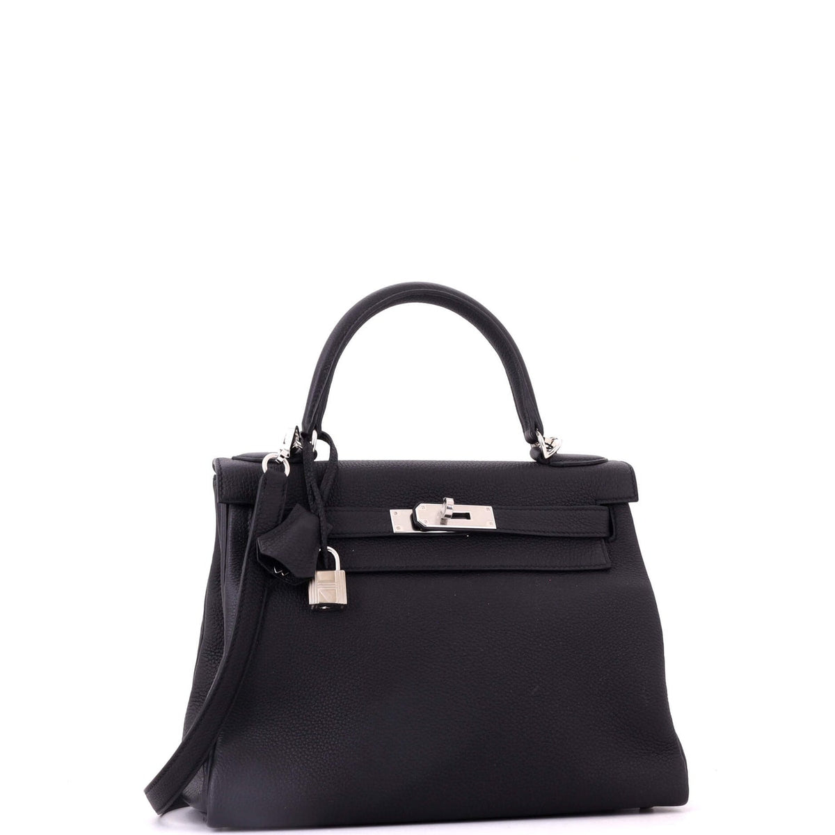 Kelly Handbag Noir Togo with Palladium Hardware 28