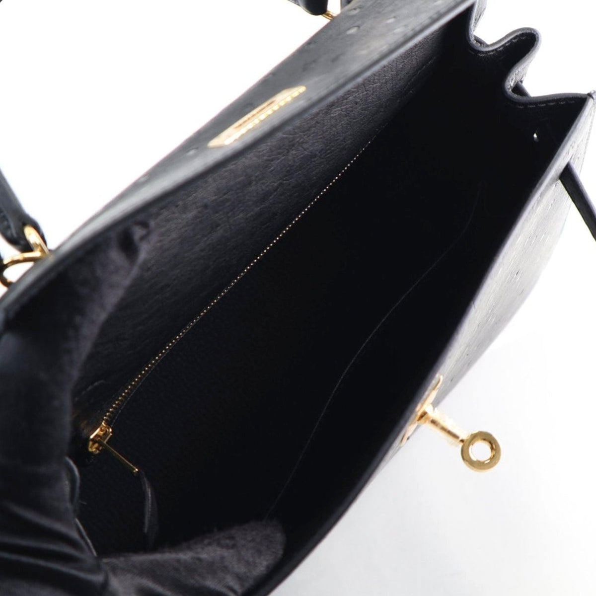 Hermes Noir Ostrich Sellier Kelly 25
