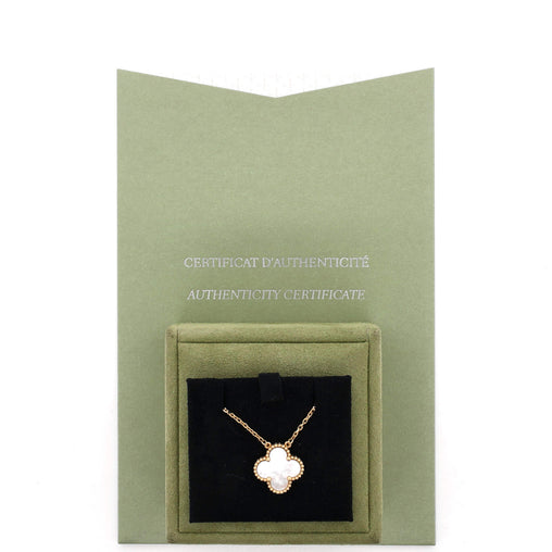 Vintage Alhambra Pendant Necklace 18K Yellow Gold and Mother of Pearl