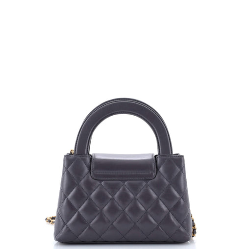 Kelly Top Handle Shopping Bag Quilted Shiny Aged Calfskin Mini