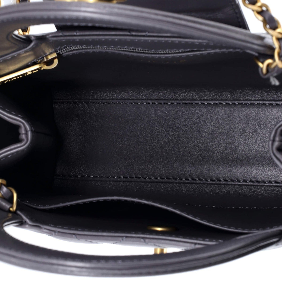 Kelly Top Handle Shopping Bag Quilted Shiny Aged Calfskin Mini