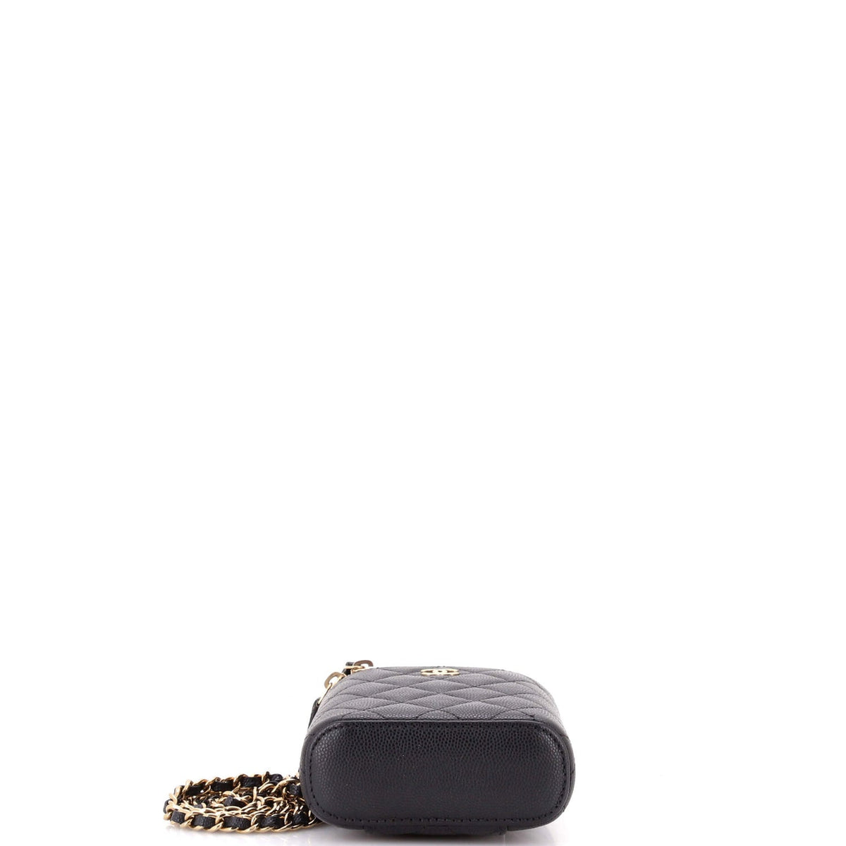 Vertical Classic Vanity Case with Chain Quilted Caviar Small