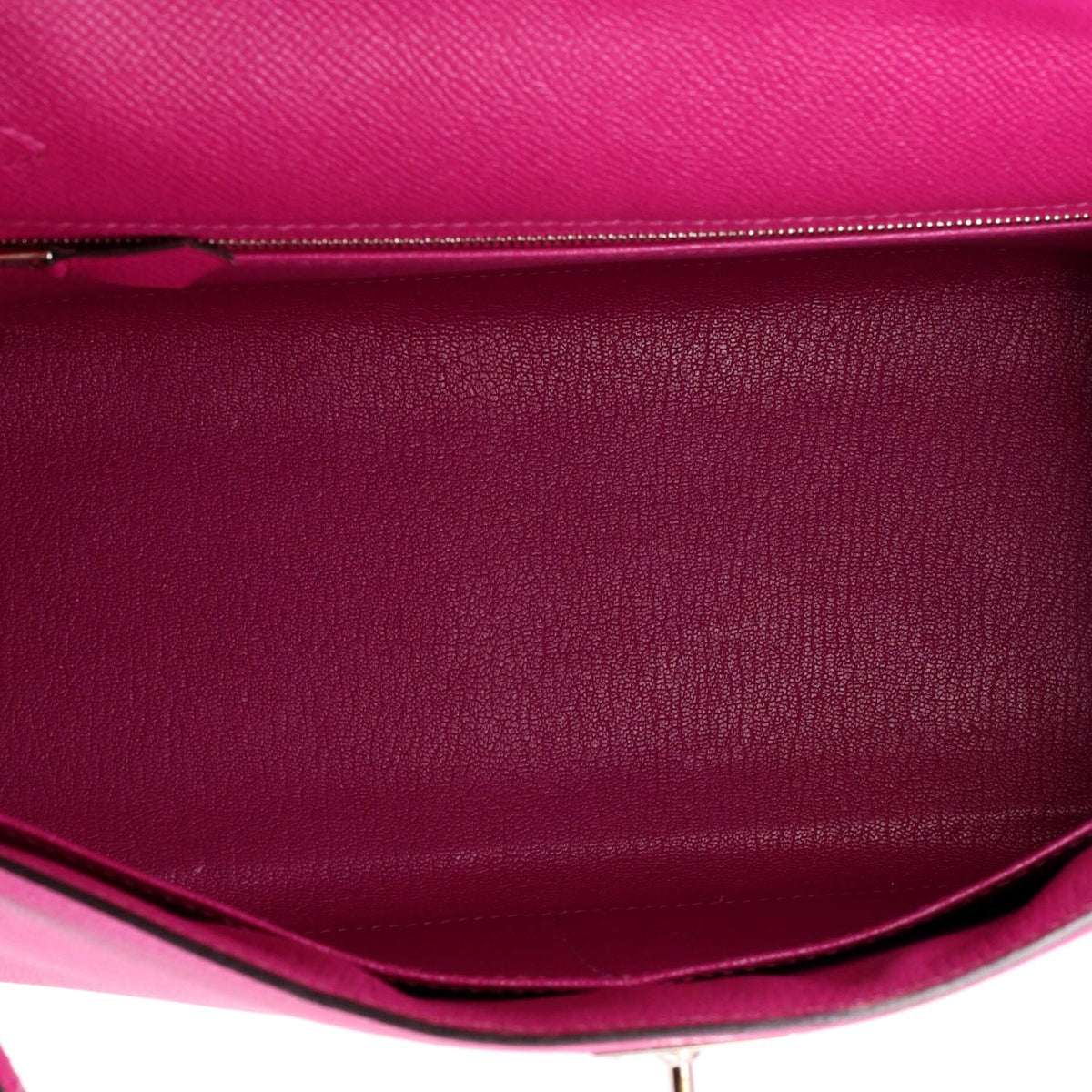 Kelly Handbag Rose Pourpre Epsom with Palladium Hardware 28