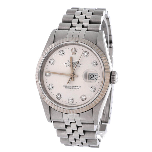 Oyster Perpetual Datejust Automatic Watch Stainless Steel and White Gold with Diamond Markers 36