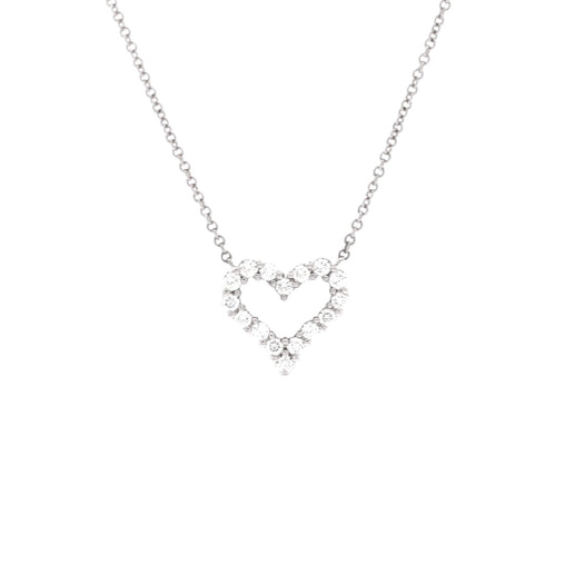 Heart Pendant Necklace Platinum with Diamonds Small