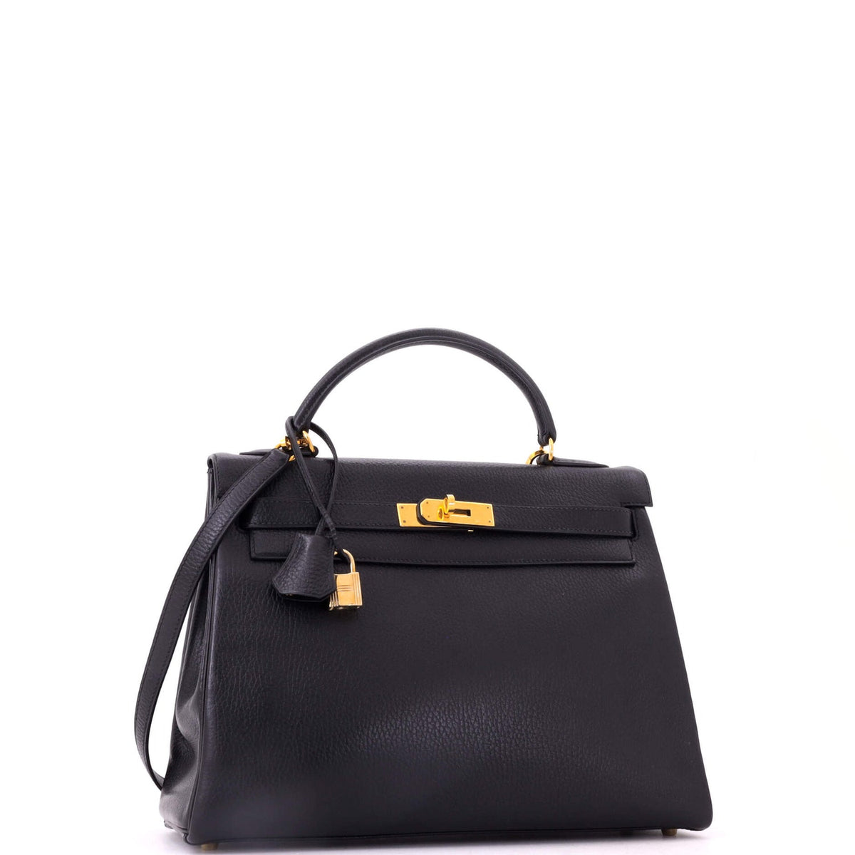 Kelly Handbag Noir Ardennes with Gold Hardware 32
