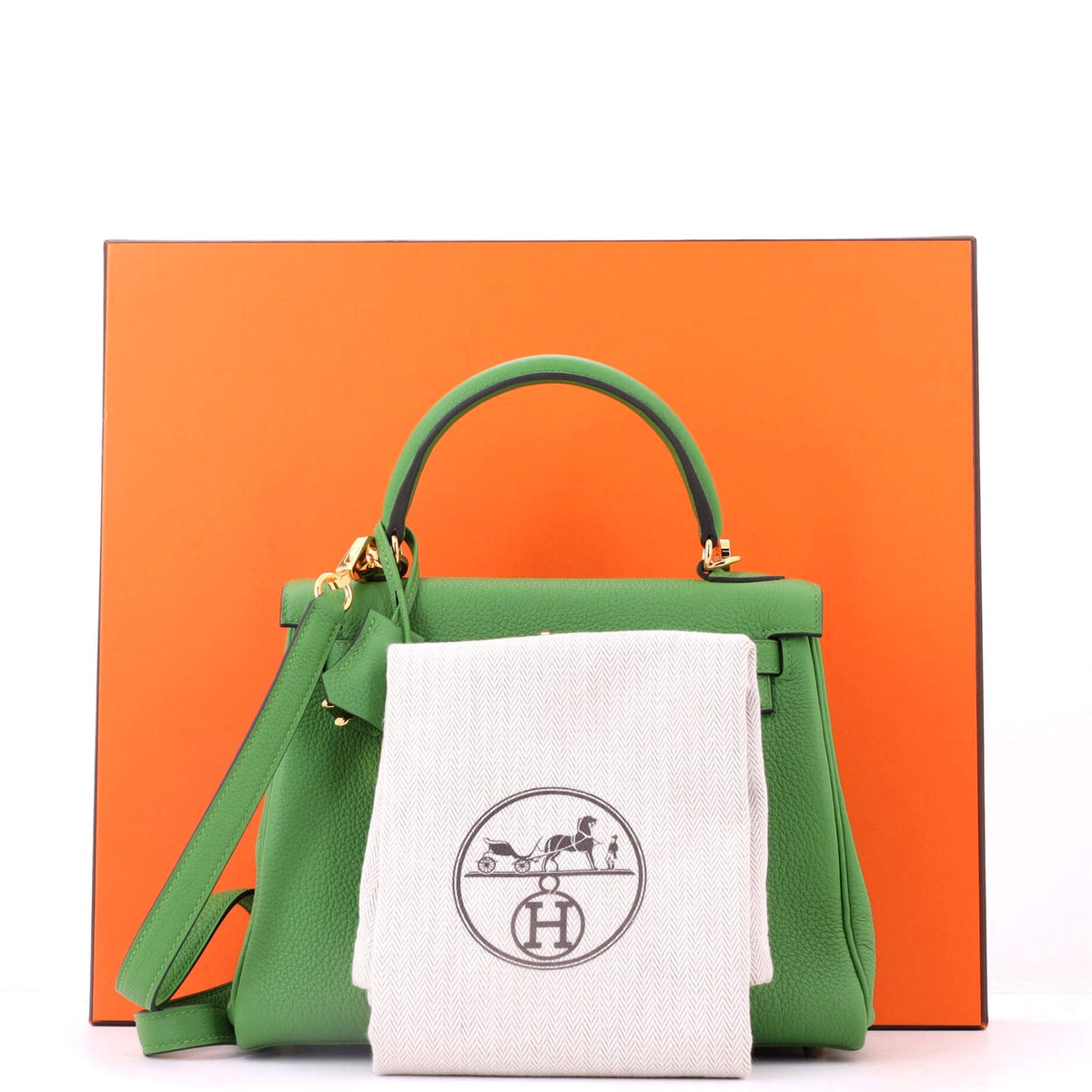 Kelly Handbag Vert Yucca Togo with Gold Hardware 25