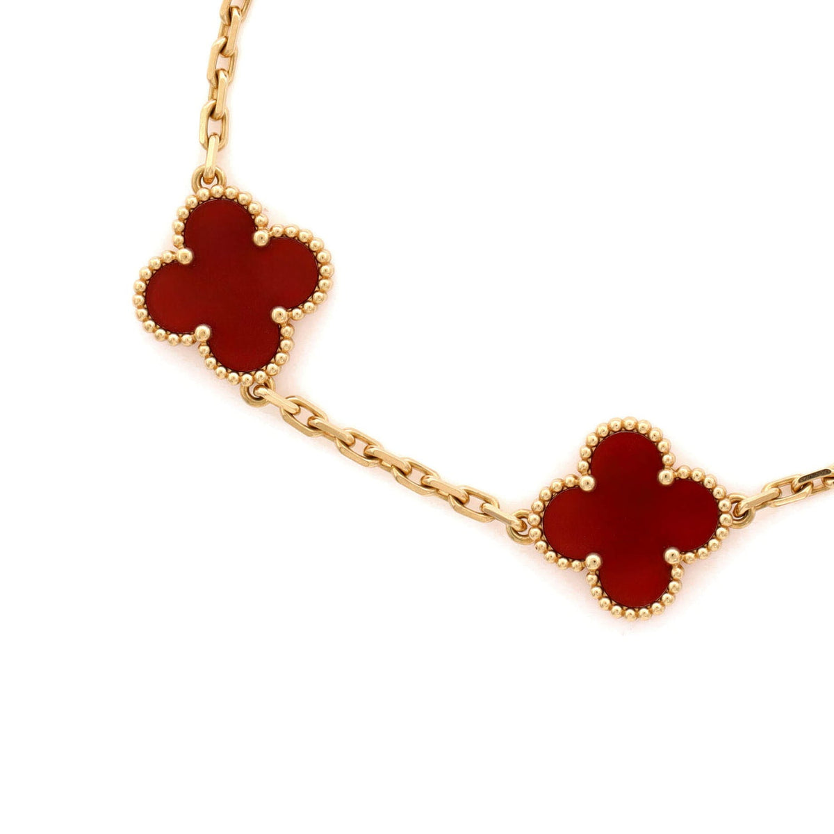 Vintage Alhambra 5 Motifs Bracelet 18K Yellow Gold and Carnelian
