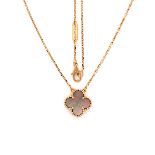 Vintage Alhambra Pendant Necklace 18K Rose Gold and Grey Mother of Pearl