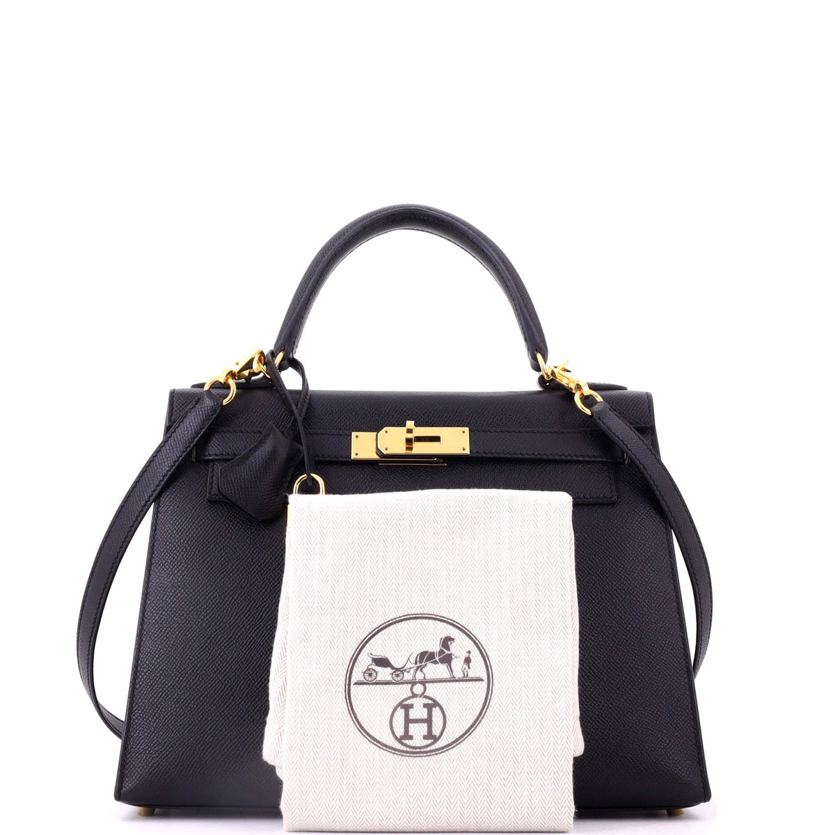 Kelly Handbag Noir Epsom with Gold Hardware 28