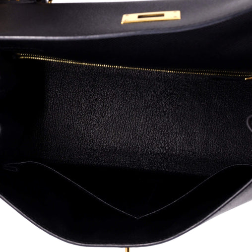 Kelly Handbag Noir Epsom with Gold Hardware 28