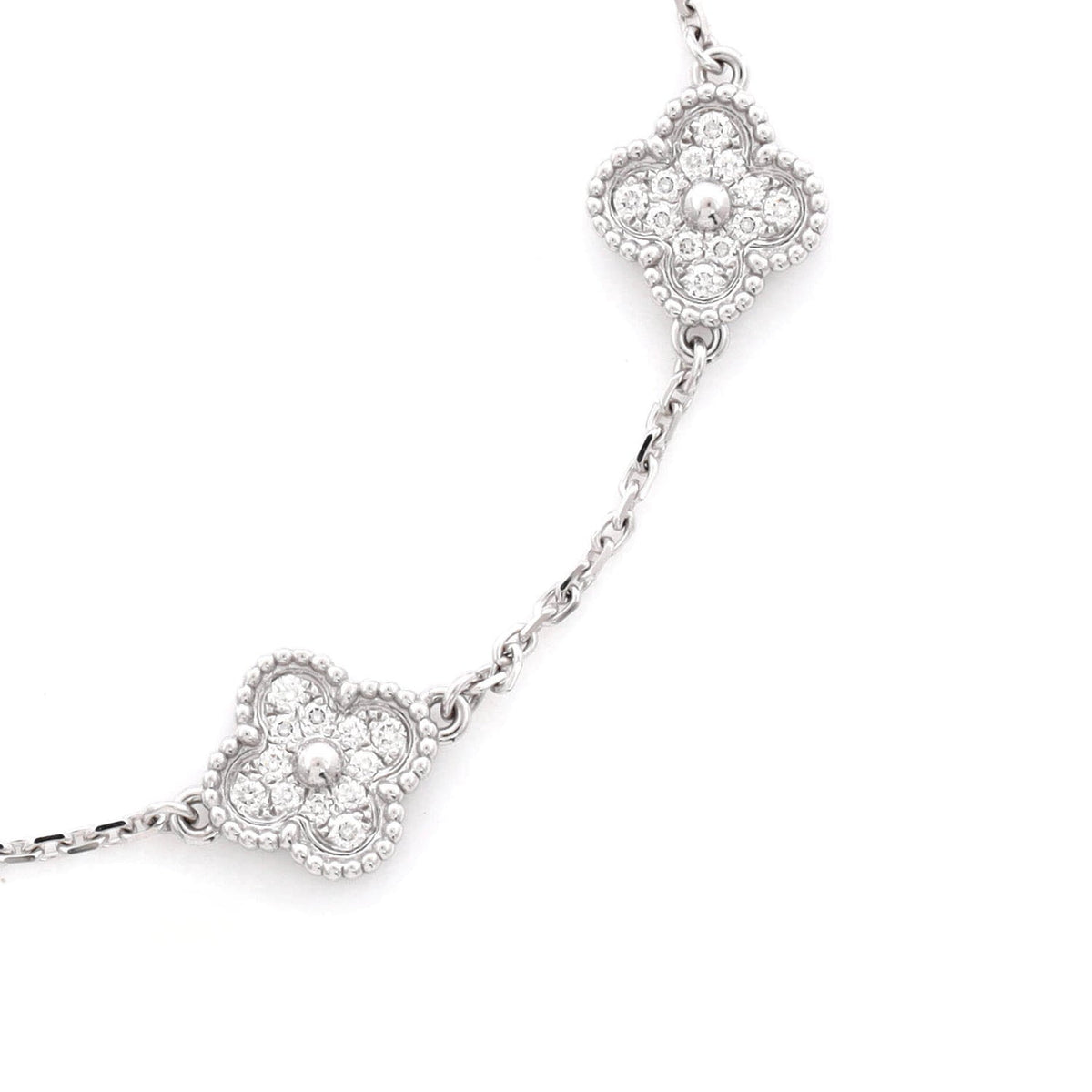 Sweet Alhambra 6 Motifs Bracelet 18K White Gold and Diamonds