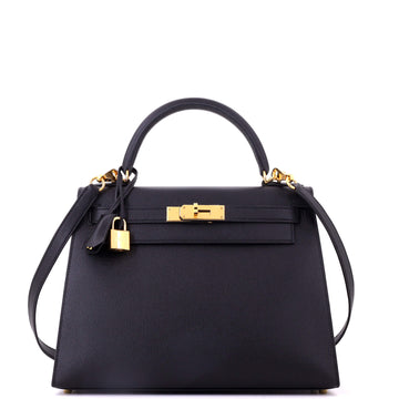 Kelly Handbag Noir Epsom with Gold Hardware 28